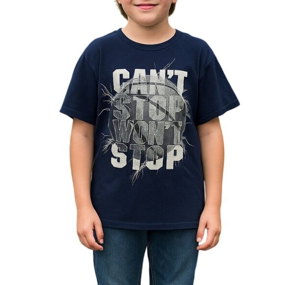 Childrens Place Boys Size Large 10/12 T-Shirt Cant Stop Wont Stop Navy Blue - Picture 1 of 6